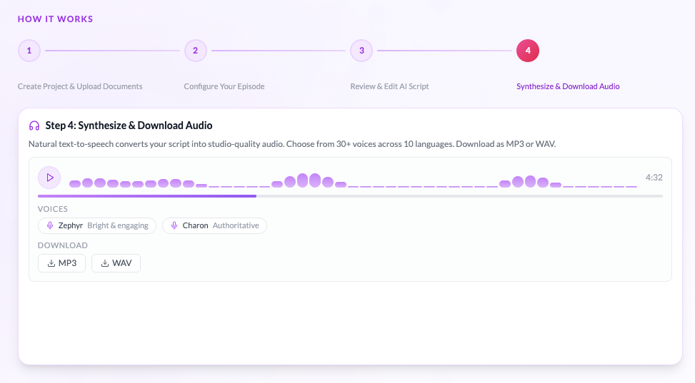 Step 4: Synthesize & Download Audio
